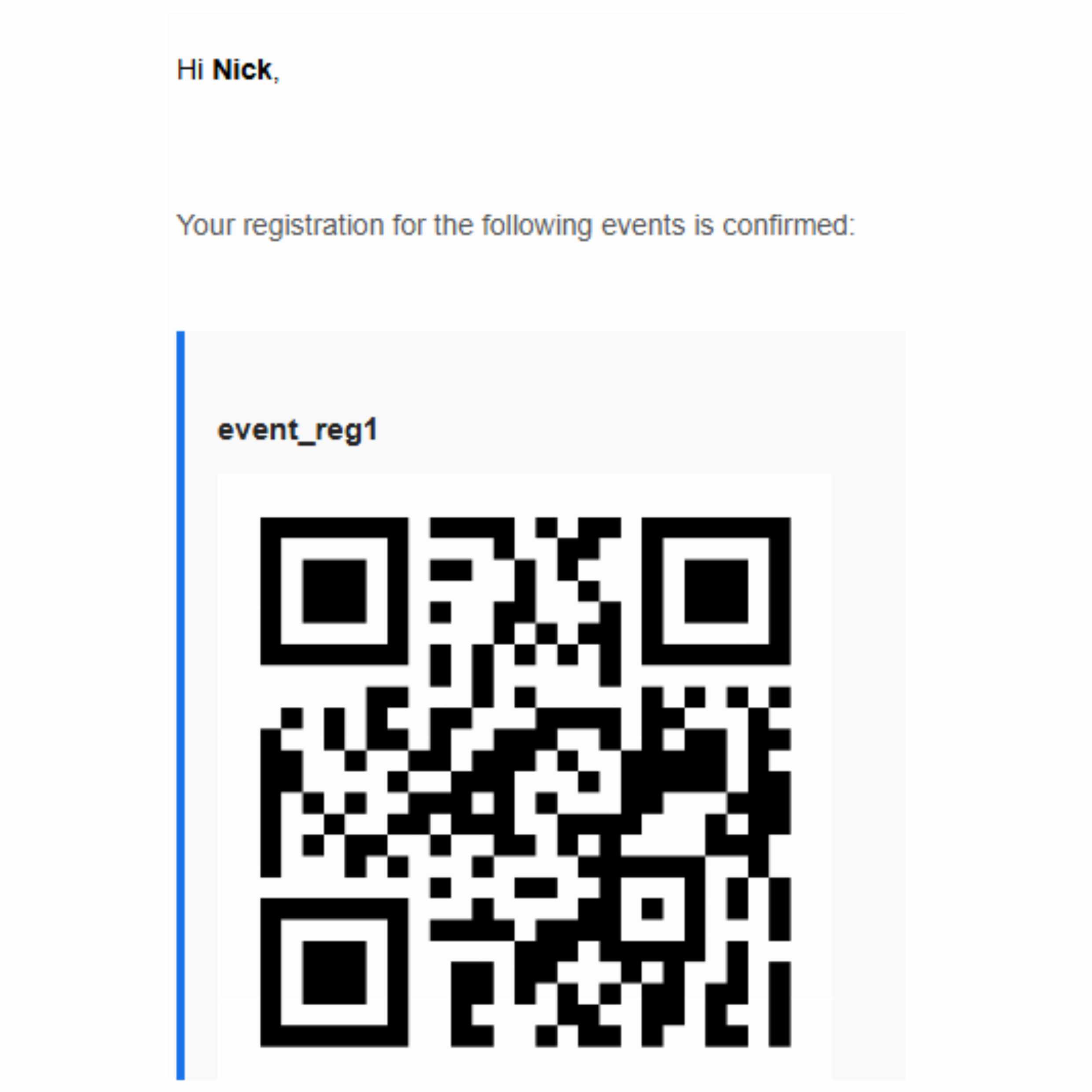 Personal QR email screenshot