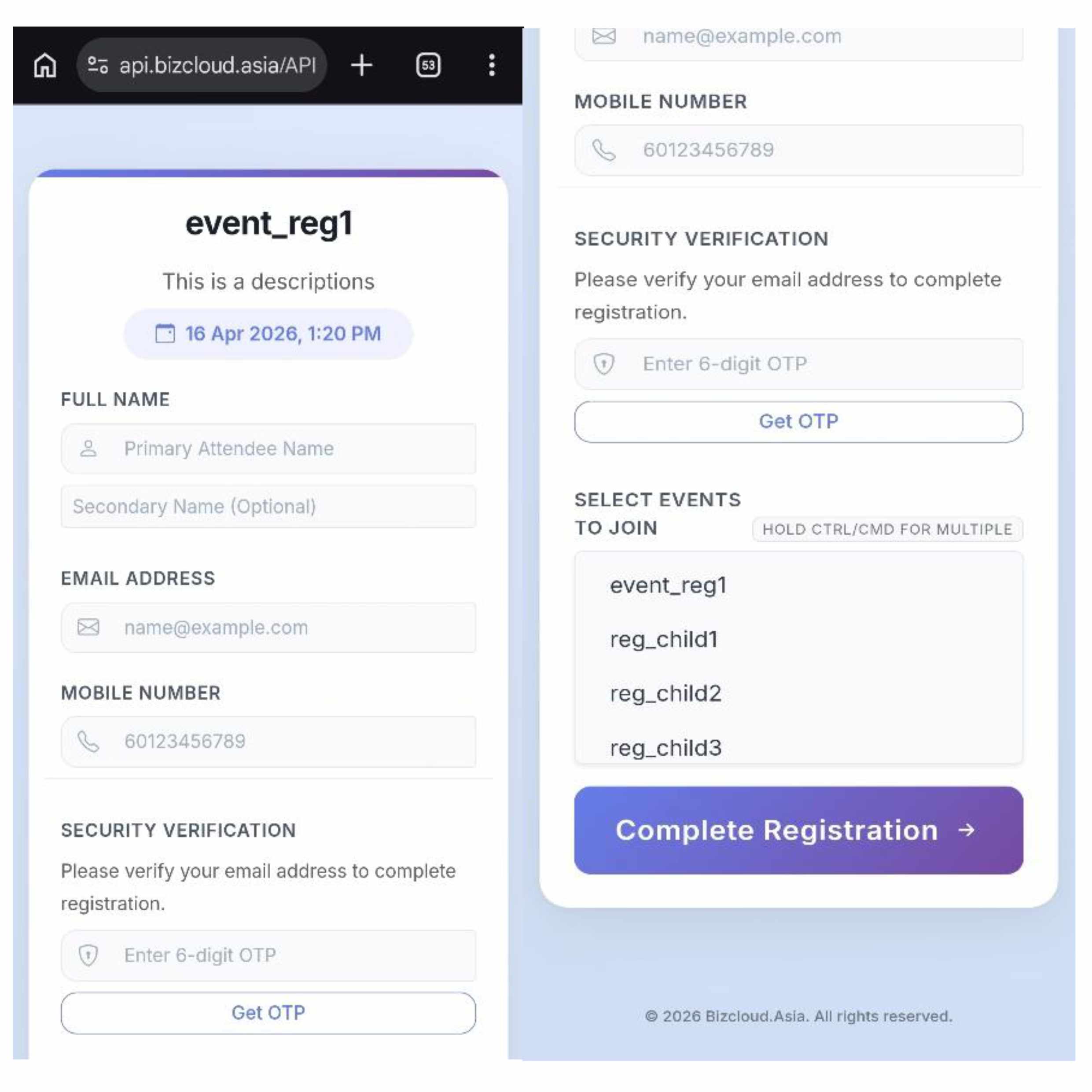 Public registration screenshot
