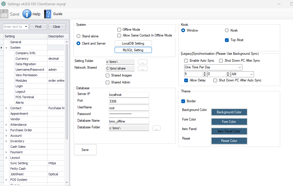 Queue Manager MySQL connection settings